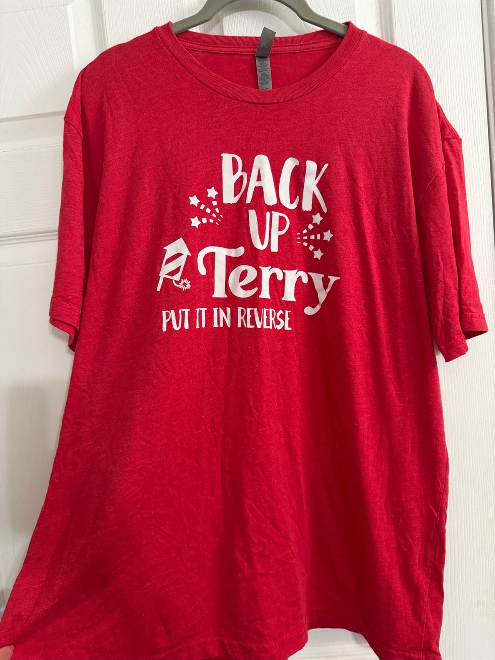 Next Level Apparel Red Graphic Tee - "Back Up Terry"